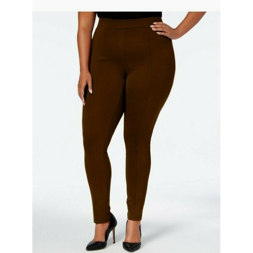 Style&Co Plus Size Seamed Ponte Leggings Brown Color Size 22W